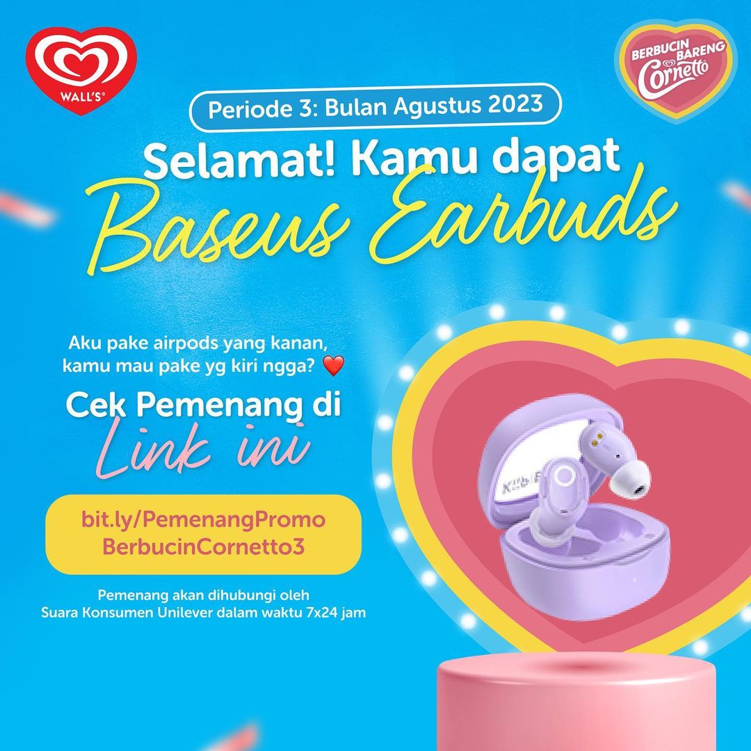 Pemanng earbuds TWS Undian Berbucin Bareng Cornetto