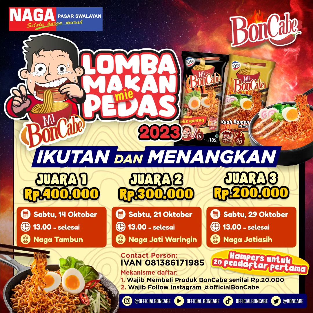 Event Lomba Makan Mie Pedas Boncabe di NAGA Swalayan