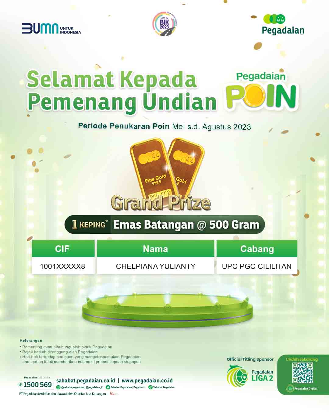 Pemenang Undian Pegadaian Poin Periode 1-grand prize